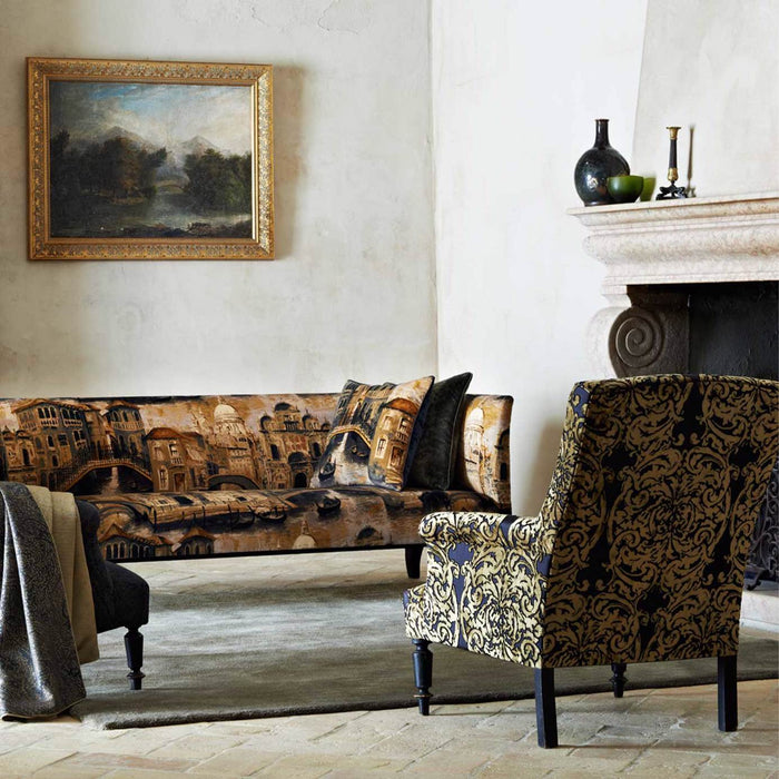 Zoffany Tespi Spot Carbon/Old Gold 332166 Fabric ZTSV332166