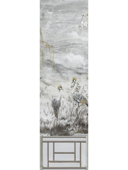 Nicolette Mayer Crested Crane Mural - Panel 3 Silver Gold Wallpaper WNM0003CRESP3