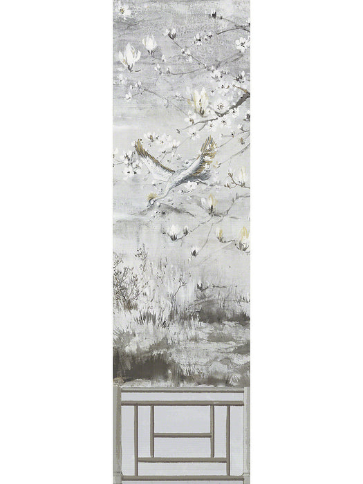 Nicolette Mayer Crested Crane Mural - Panel 5 Silver Gold Wallpaper WNM0003CRESP5