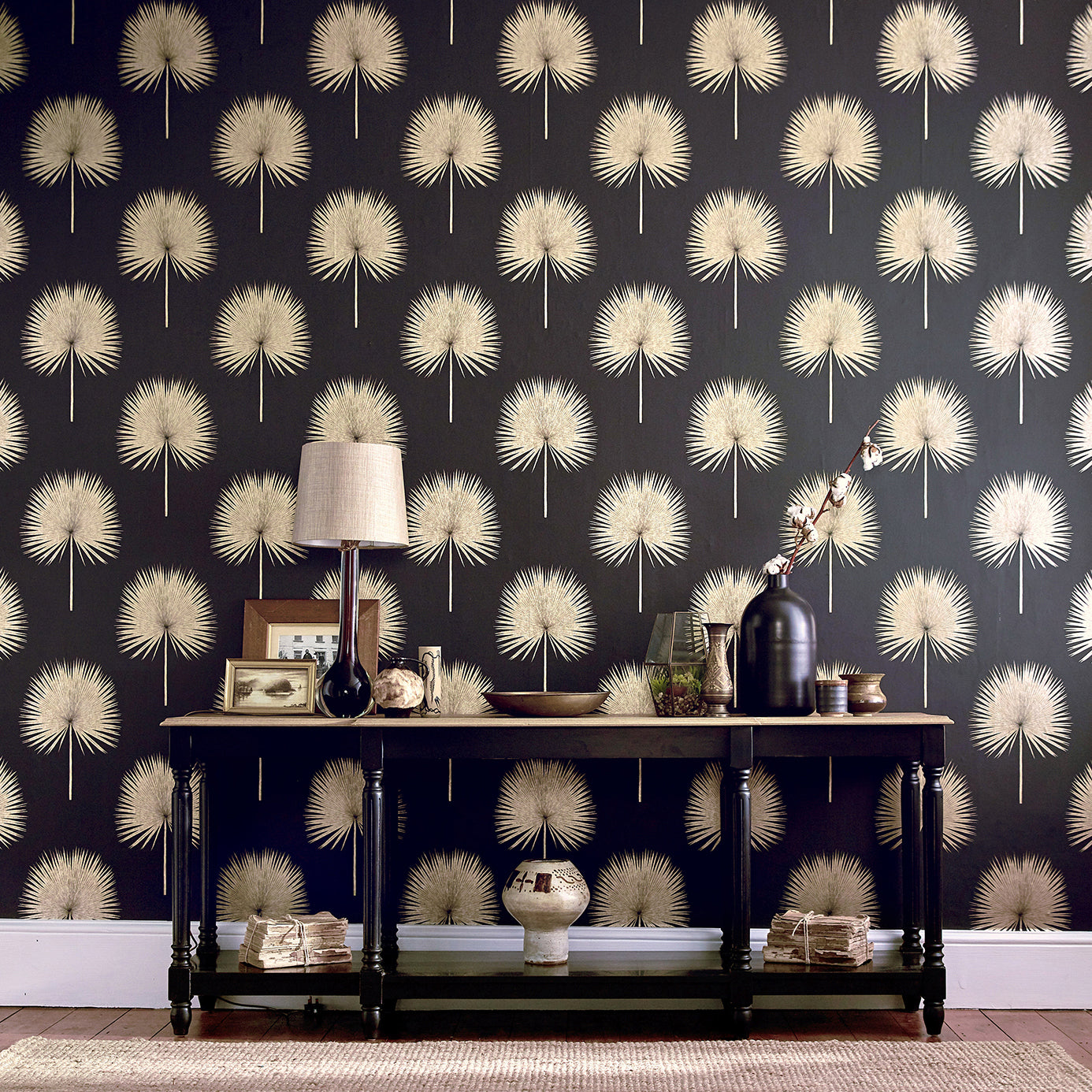 Sanderson Fan Palm Linen/Gilver 216637 Wallpaper DGLW216637