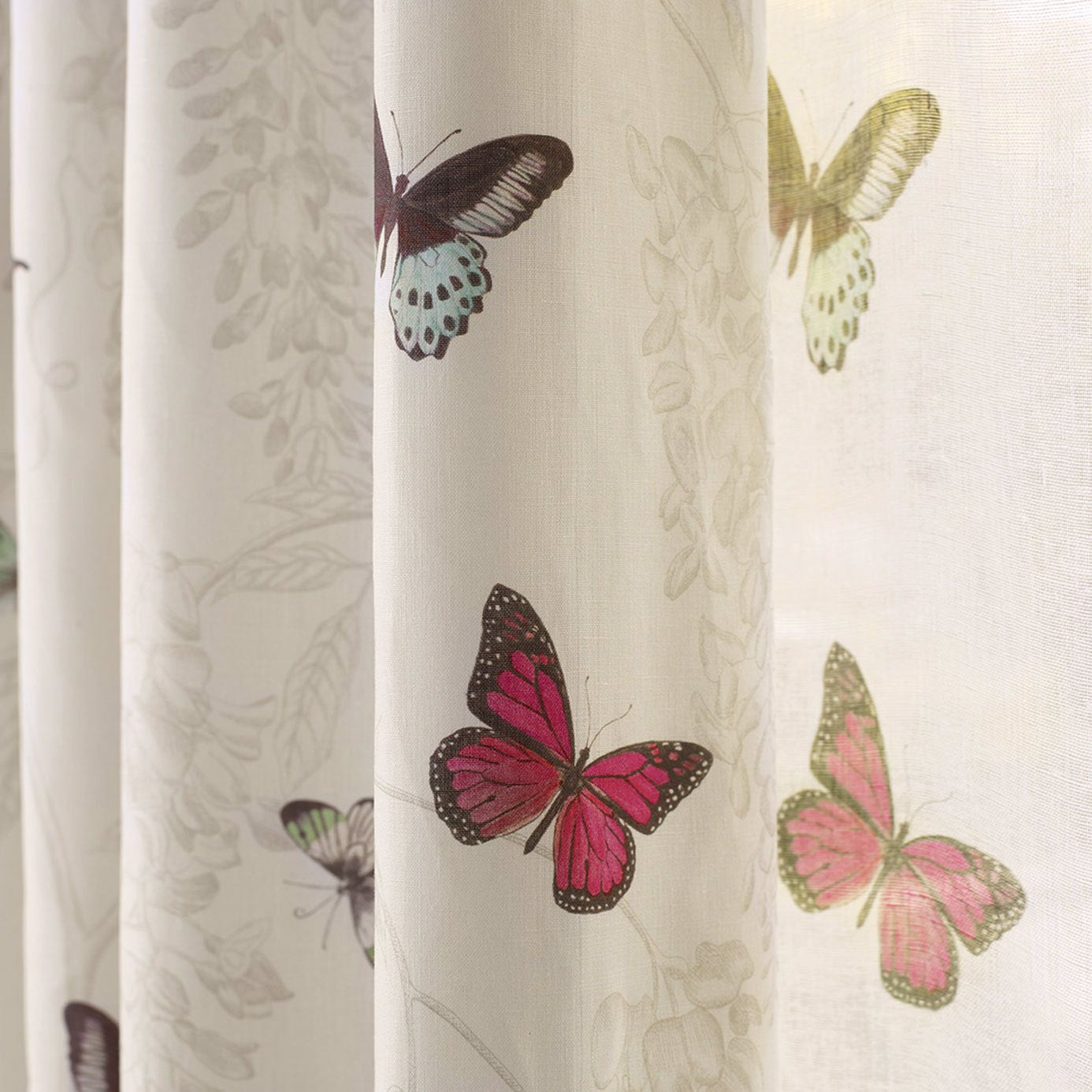 Sanderson Butterfly Voile Fuchsia/Cream 225512 Fabric DWOW225512