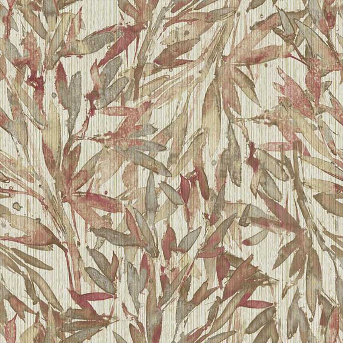 York Rainforest Leaves Red/Warm Grey Wallpaper Y6230706