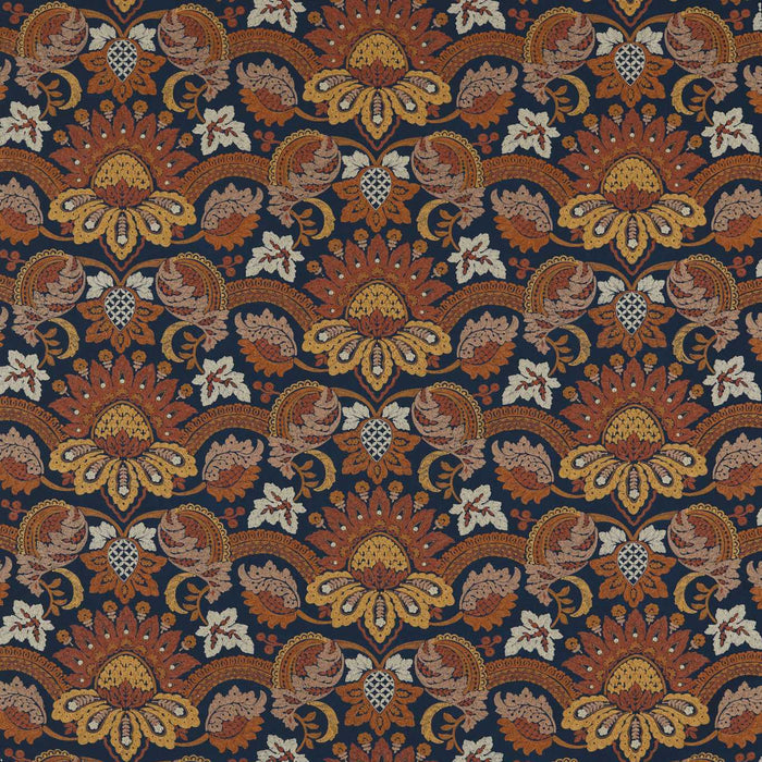 Zoffany Pomegranate Velvet Indigo / Terracota 333313 Fabric ZDEV333313