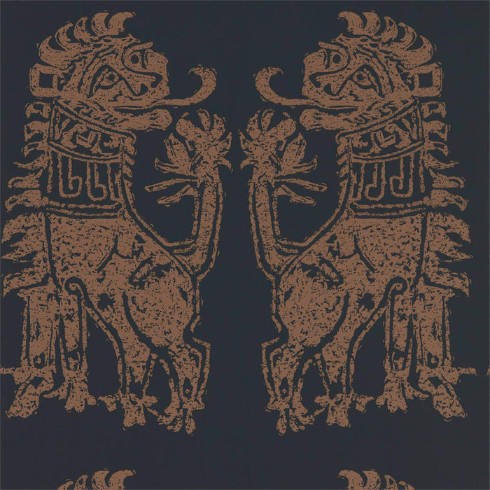 Zoffany Sicilian Lion Bone Black/Coppper 312979 Wallpaper ZPLW312979