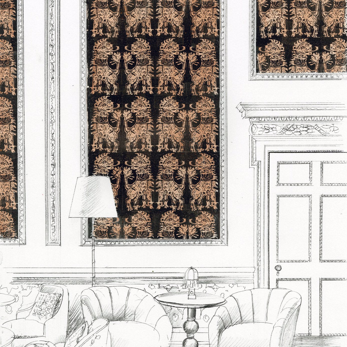 Zoffany Sicilian Lion Serpentine/Gold 312977 Wallpaper ZPLW312977