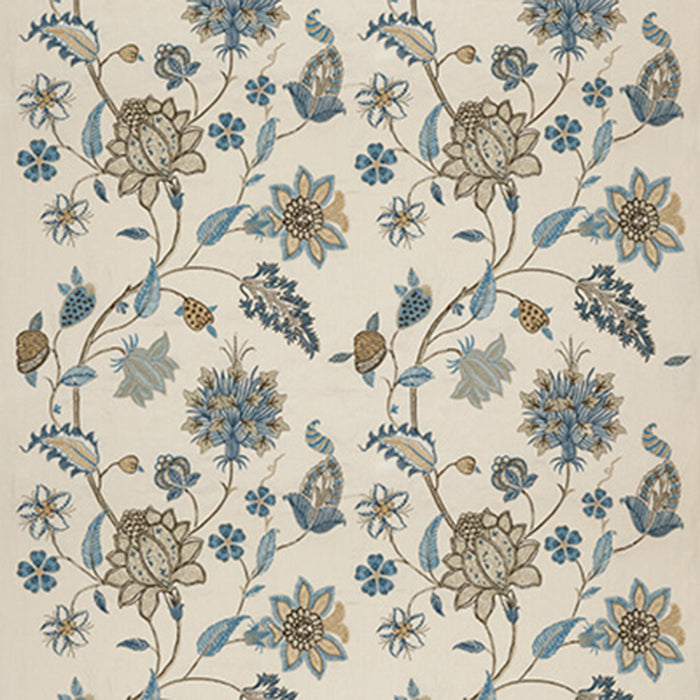 GP & J Baker Baker's Indienne Embroidery Soft Blue Fabric BF10784.3.0