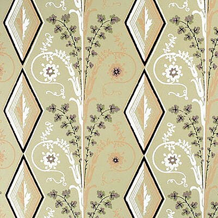 Brunschwig & Fils Gallier Diamond Brown And Green On Beige Wallpaper BR-69004.M84.0