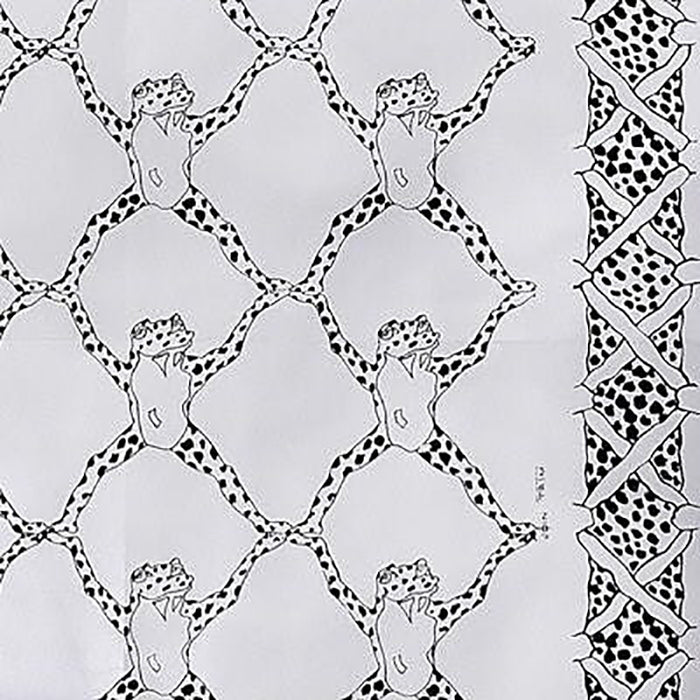 Brunschwig & Fils Frog Treillage On Vinyl Black & White Wallpaper BR-69230.000.0