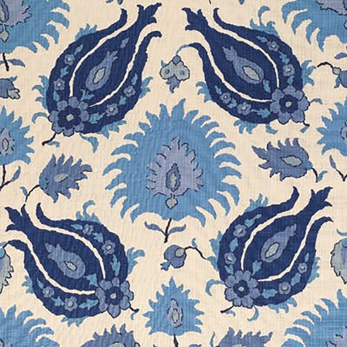 Brunschwig & Fils Kashmiri Linen Print Sapphire Blue Fabric BR-700020.278.0