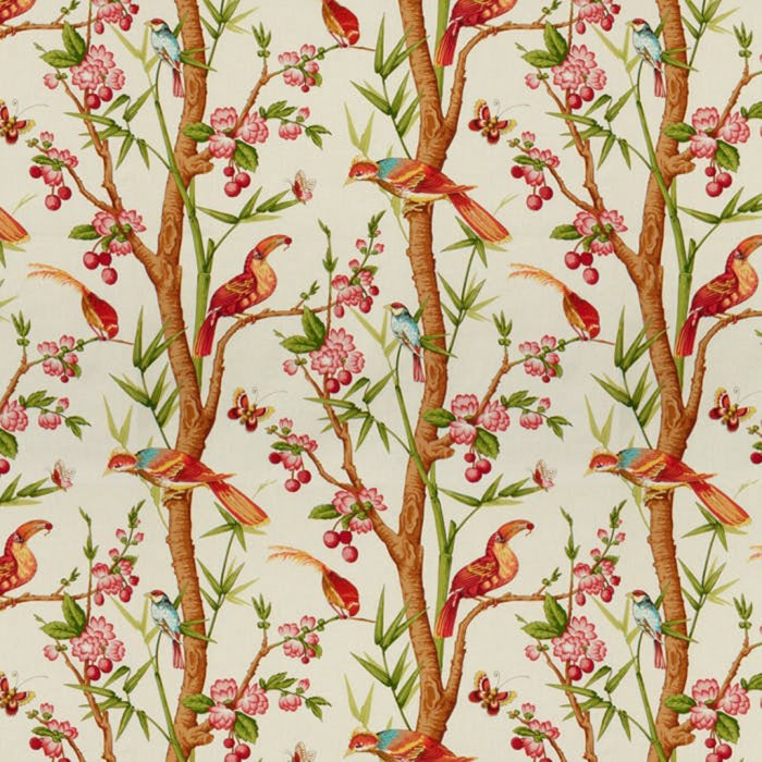 Brunschwig & Fils Toucans Pink/Orange Fabric BR-71622.107.0