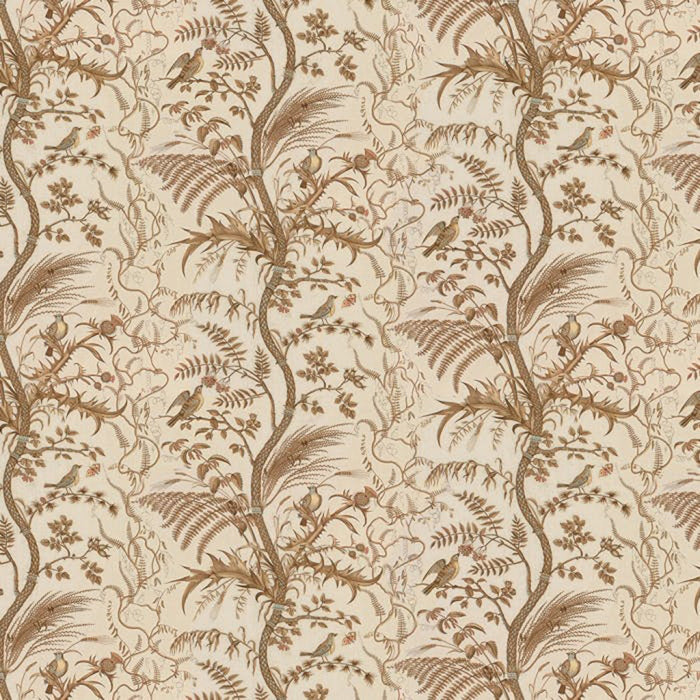 Brunschwig & Fils Bird And Thistle Cotton Print Beige Fabric BR-79431.068.0