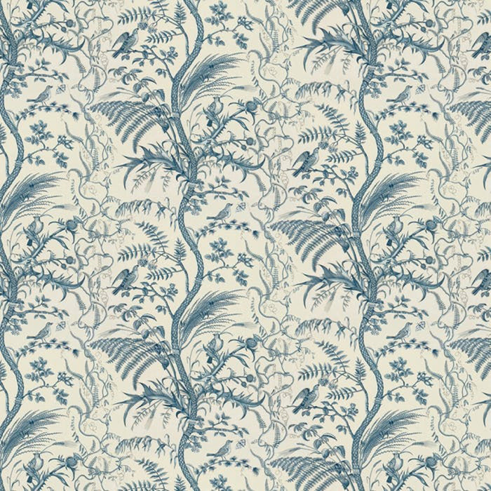 Brunschwig & Fils Bird And Thistle Cotton Print Blue Fabric BR-79431.222.0