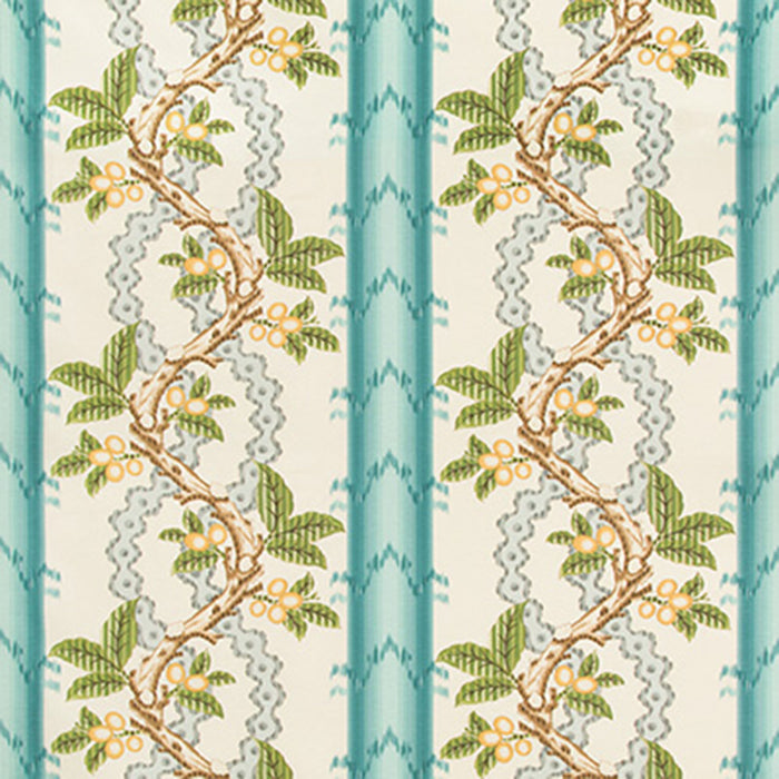 Brunschwig & Fils Josselin Cotton And Linen Print Aqua/Mist Fabric BR-79510.13.0