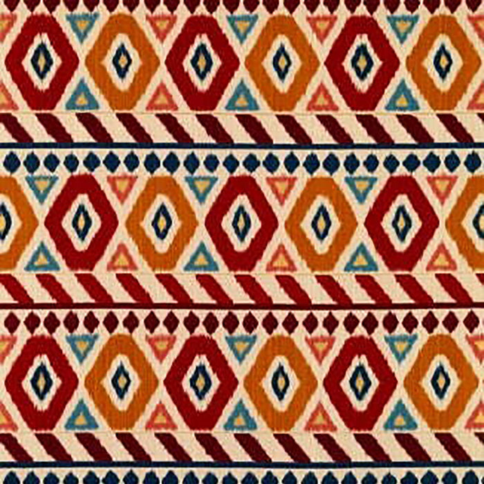 Brunschwig & Fils Uzbek Linen And Cotton Print Red/Gold/Blue Fabric BR-79786.147.0