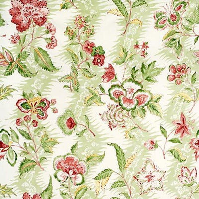 Brunschwig & Fils Monsoon Floral Linen & Cotton Print Coral/Lettuce Fabric BR-79789.634.0