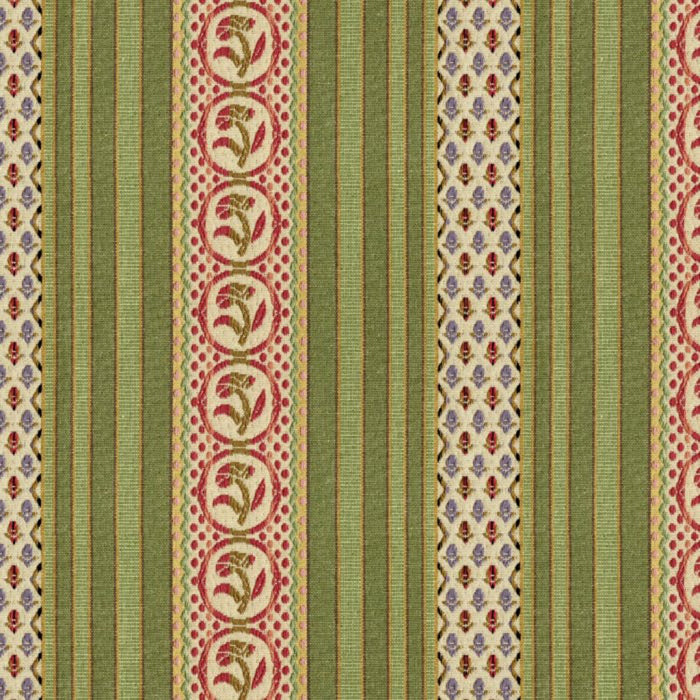 Brunschwig & Fils Rayure Fleurette Willow Fabric BR-89354.466.0