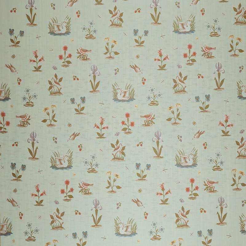 Marvic Textiles Lampas Elizabeth Duck Egg Fabric 5202-1