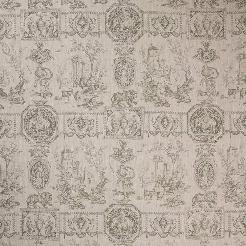 Marvic Textiles Empire Taupe On Natural Linen Fabric 5221-2