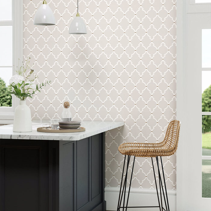 Sanderson Empire Trellis Silver/Calico 216335 Wallpaper DART216335