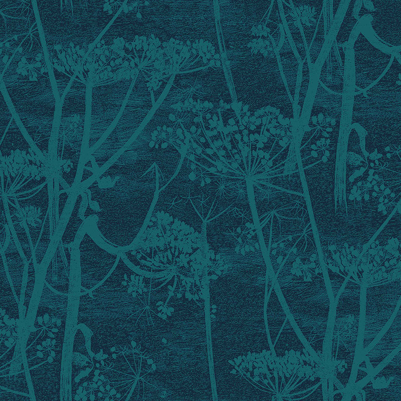 Cole & Son Cow Parsley Petrol & Ink Fabric F111/5015.CS.0