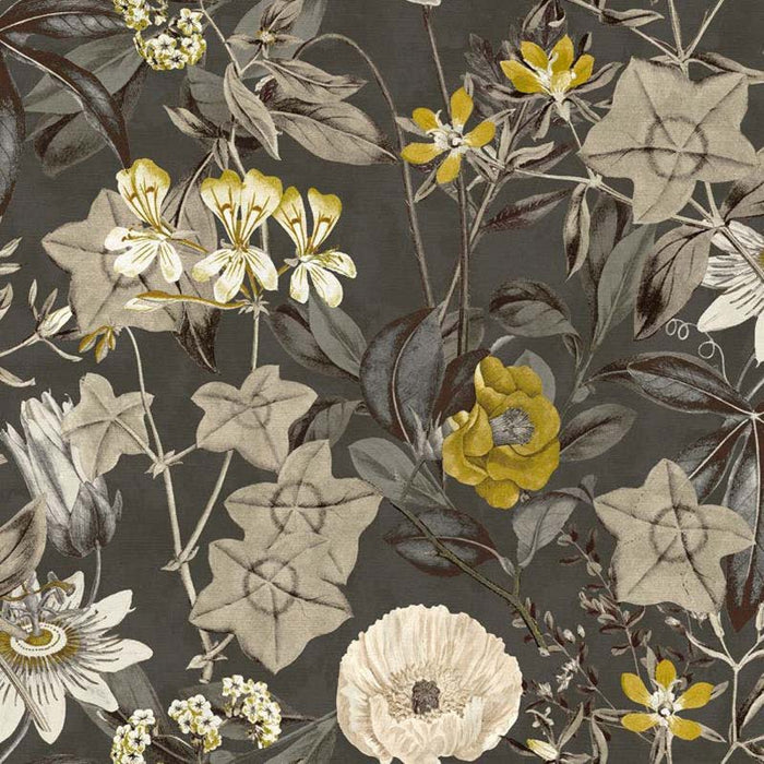 Clarke & Clarke Passiflora Charcoal Fabric F1304/01.CAC.0