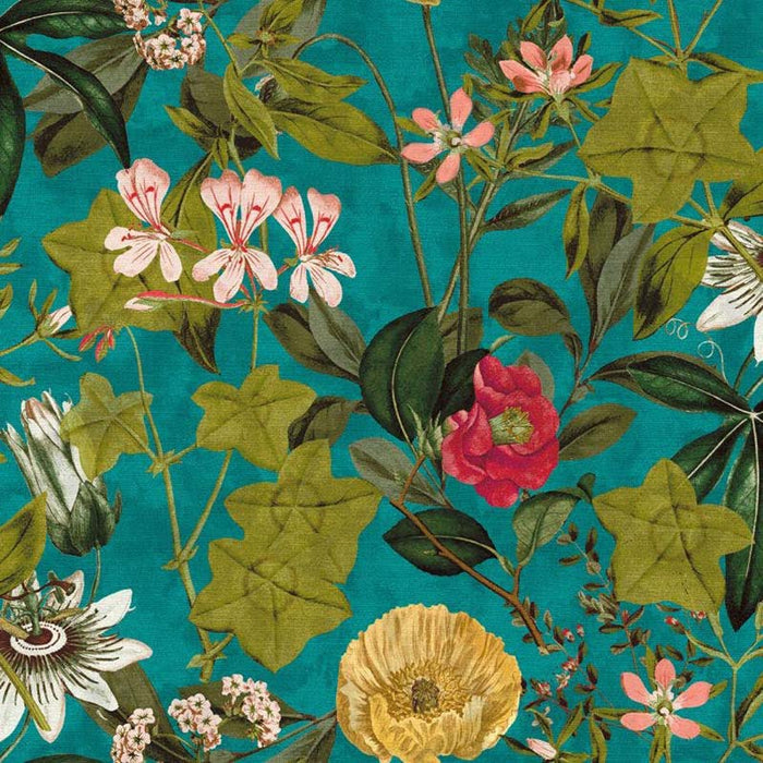 Clarke & Clarke Passiflora Kingfisher Fabric F1304/02.CAC.0