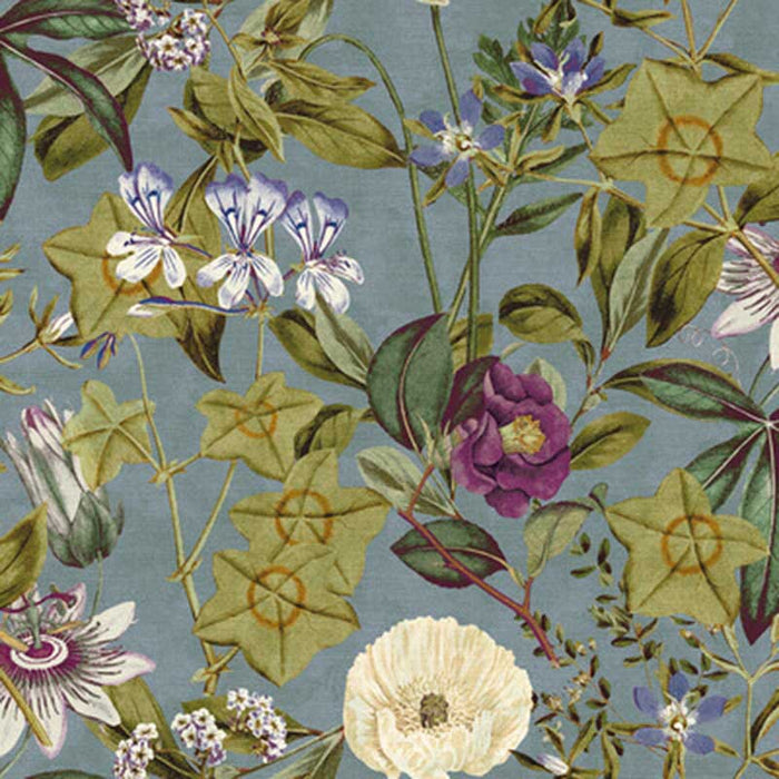 Clarke & Clarke Passiflora Slate/Amethyst Fabric F1304/05.CAC.0