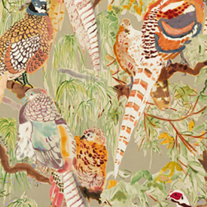 Mulberry Home Game Birds Velvet Stone/Multi Fabric FD268.K102.0