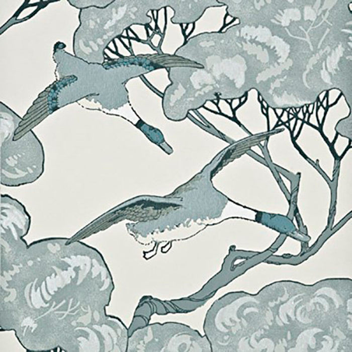 Mulberry Home Flying Ducks Aqua Wallpaper FG066.R104.0