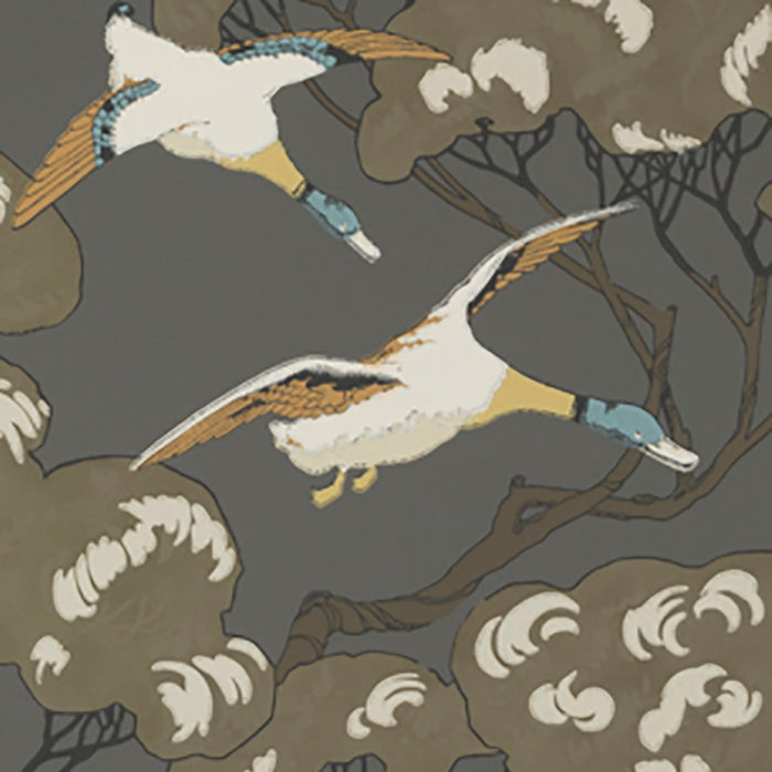 Mulberry Home Flying Ducks Charcoal Wallpaper FG090.A101.0