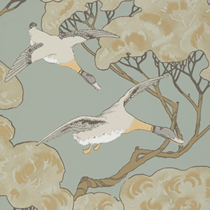 Mulberry Home Flying Ducks Slate Blue Wallpaper FG090.H54.0