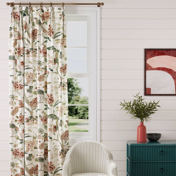 Sanderson Indienne Peacock Cinnabar Red/ Olive 226971 Fabric DWAT226971