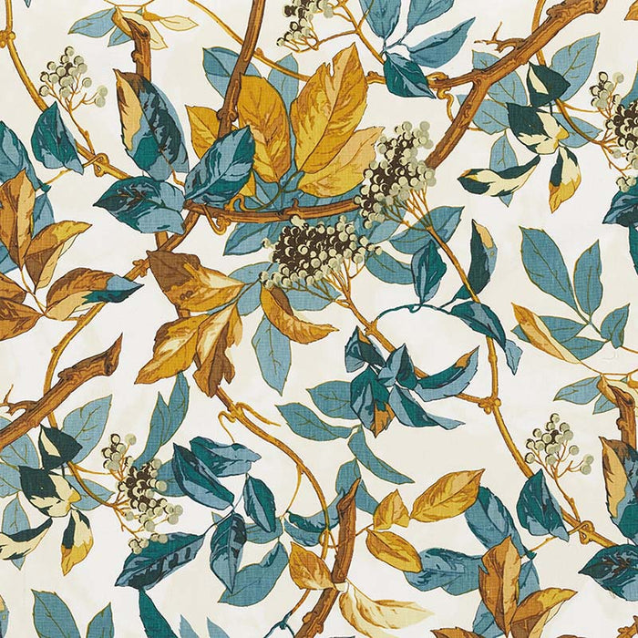 Jasper Scarlet Vine Cyan Fabric JP 6481