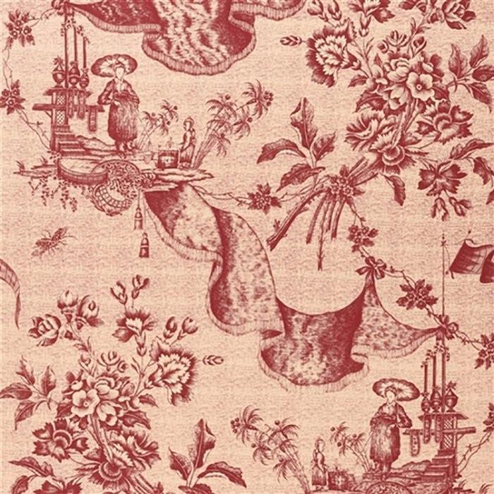 Jasper Chinese Toile Red Tea Fabric JP-7181