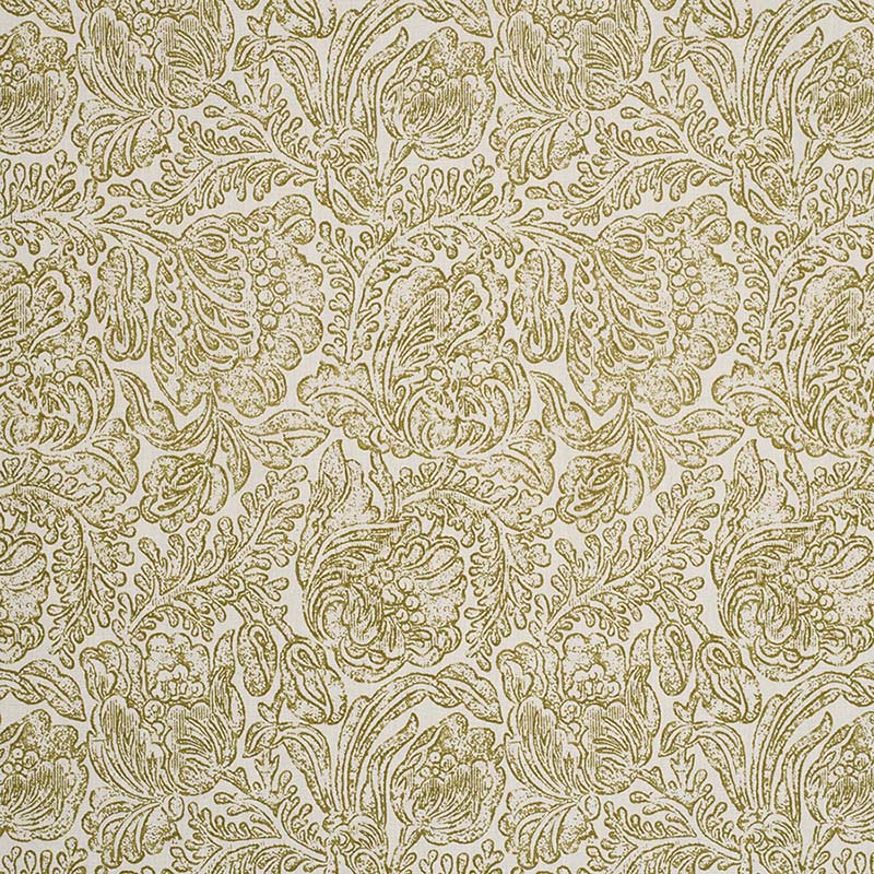 Jasper Woodblock Flower Olive Fabric JP 7210