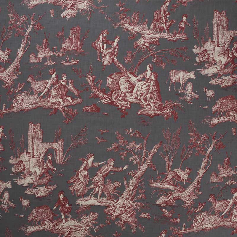 Marvic Textiles La Balancoire Red/Charcoal Fabric 6204-13