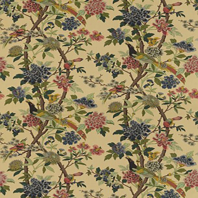 GP & J Baker Hydrangea Bird Rose/Biscuit Fabric R1355.3.0