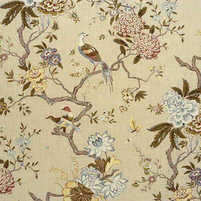 GP & J Baker Oriental Bird Olive/Stone Fabric R1398.4.0