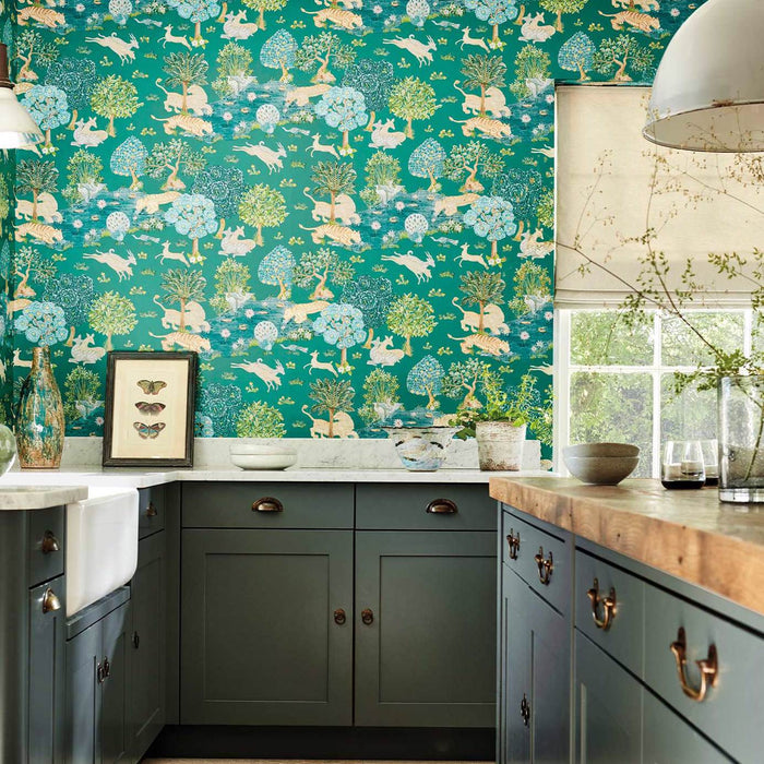 Sanderson Pamir Garden Teal/Peacock 216765 Wallpaper DCPW216765