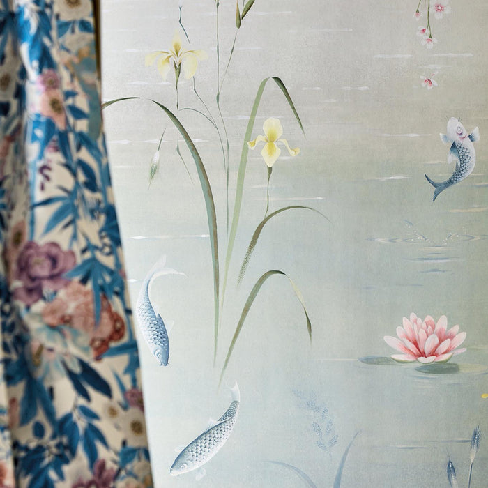 Sanderson Water Garden Soft Jade/Pink Blossom 217131 Wallpaper DWAW217131