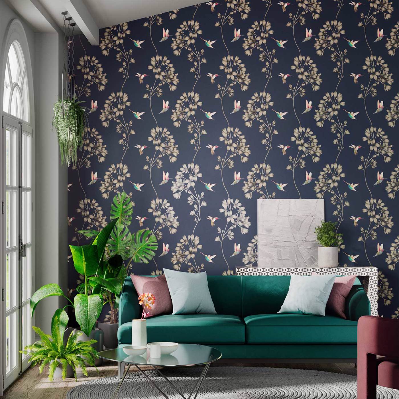 Harlequin Amazilia Teal/Gold 112604 Wallpaper HTEW112604